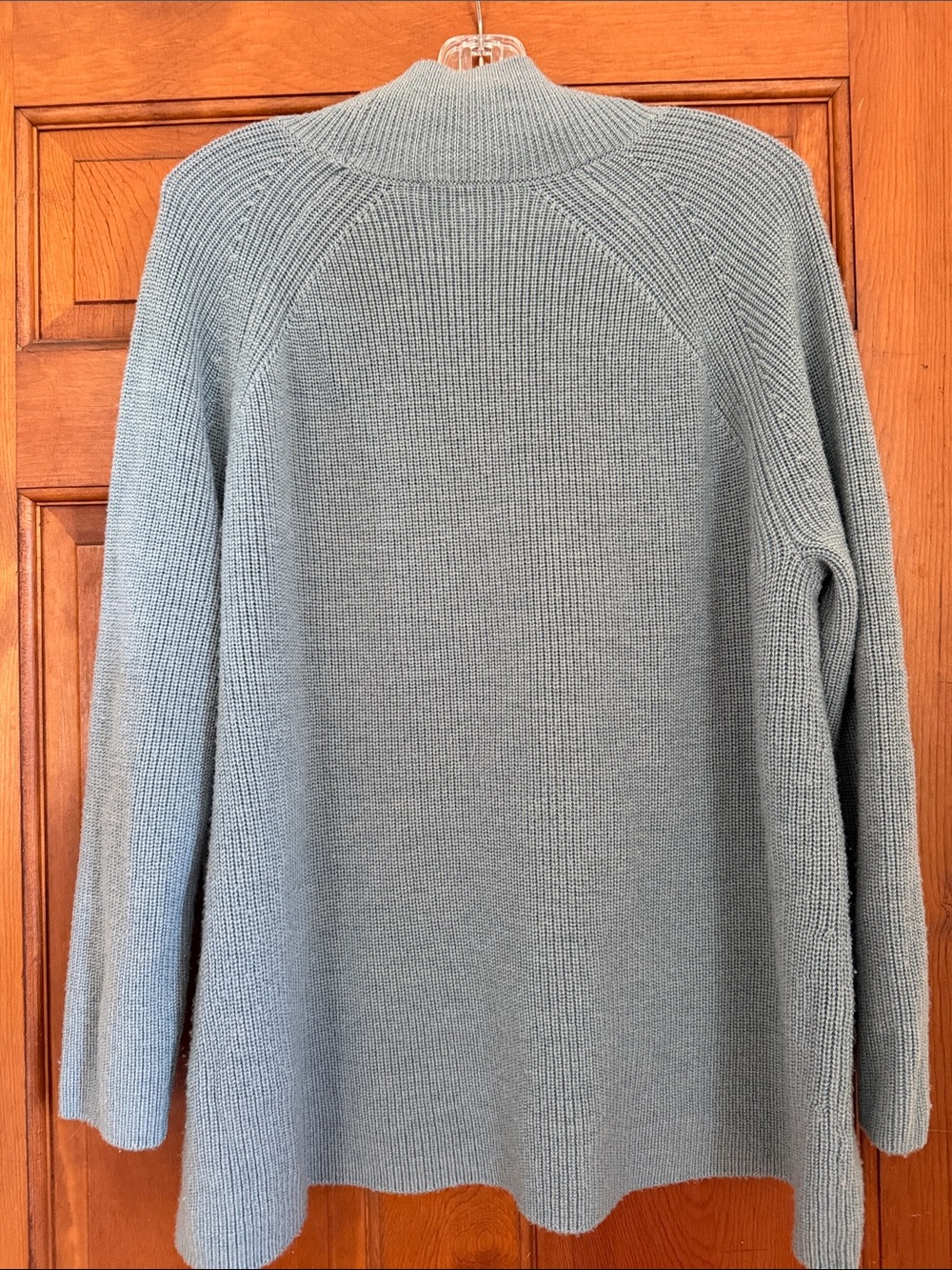 Eileen Fisher Slate Blue Ribbed Mock Neck Sweater - Picture 3 of 4